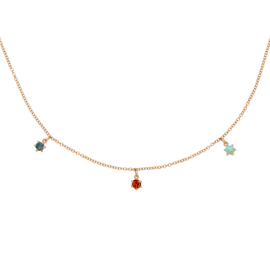 Scorpio Zodiac Gold Fringe Necklace with Citrine & Opal 16" Chain By Valley Rose Ethical Jewelry