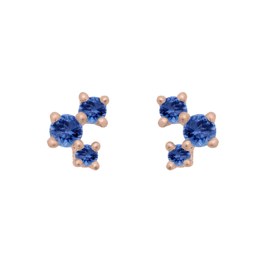 September Birthstone Earrings, Blue Sapphire 14k Gold Celestial Earrings By Valley Rose