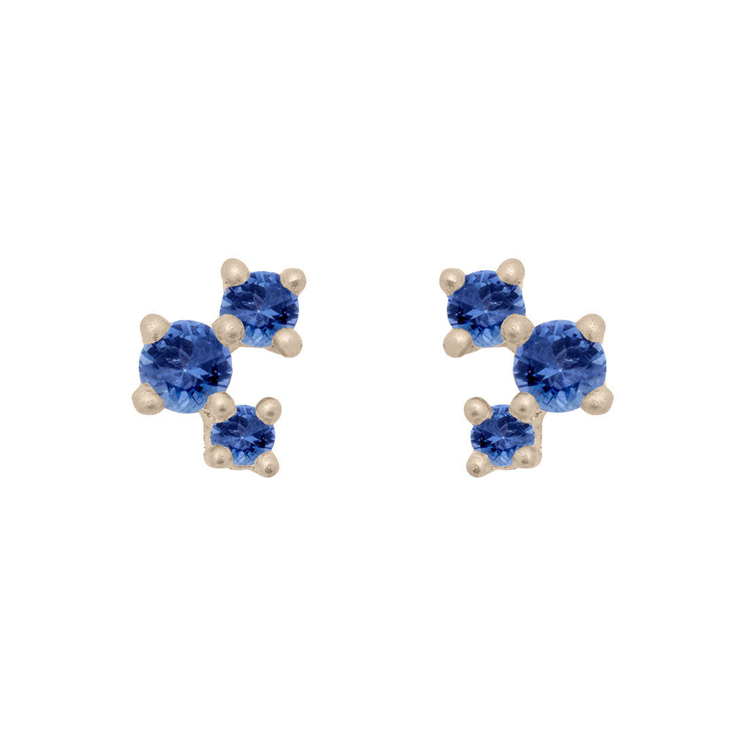 September Birthstone Earrings, Blue Sapphire 14k Gold Celestial Earrings By Valley Rose