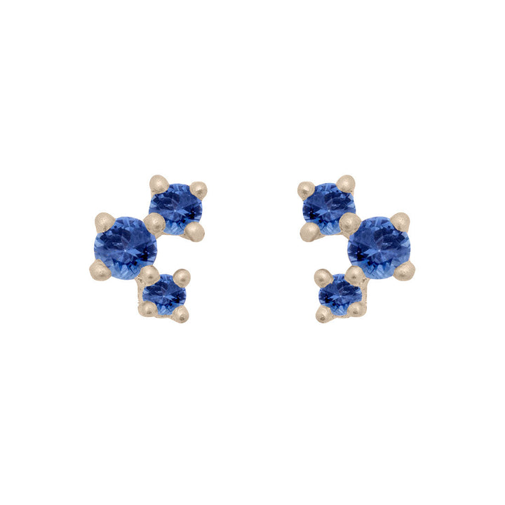 September Birthstone Earrings, Blue Sapphire 14k Gold Celestial Earrings By Valley Rose