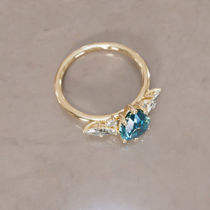 Serena Pear Blue Sapphire Unique Fantasy Engagement Ring By Valley Rose
