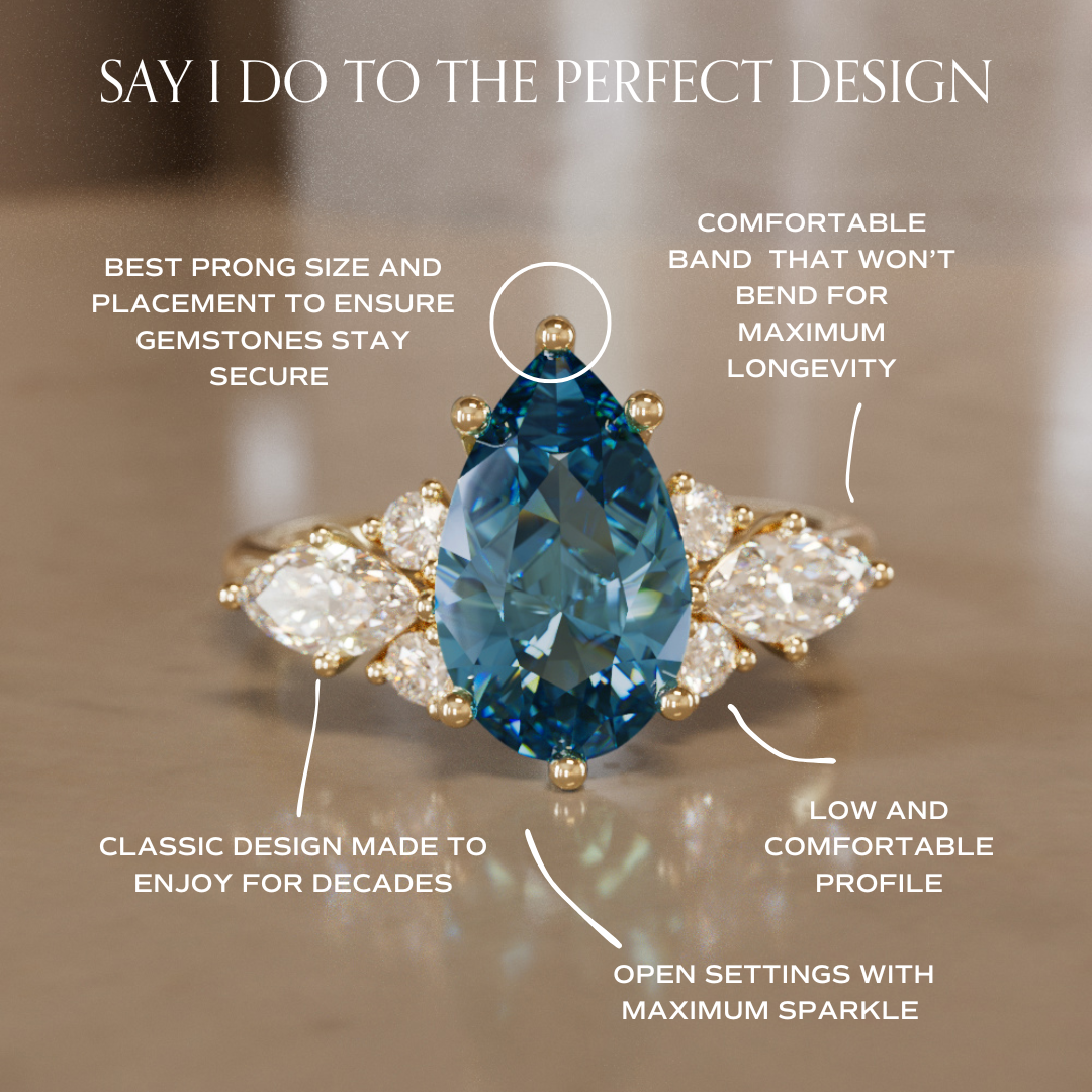 Serena Pear Blue Sapphire Unique Fantasy Engagement Ring By Valley Rose