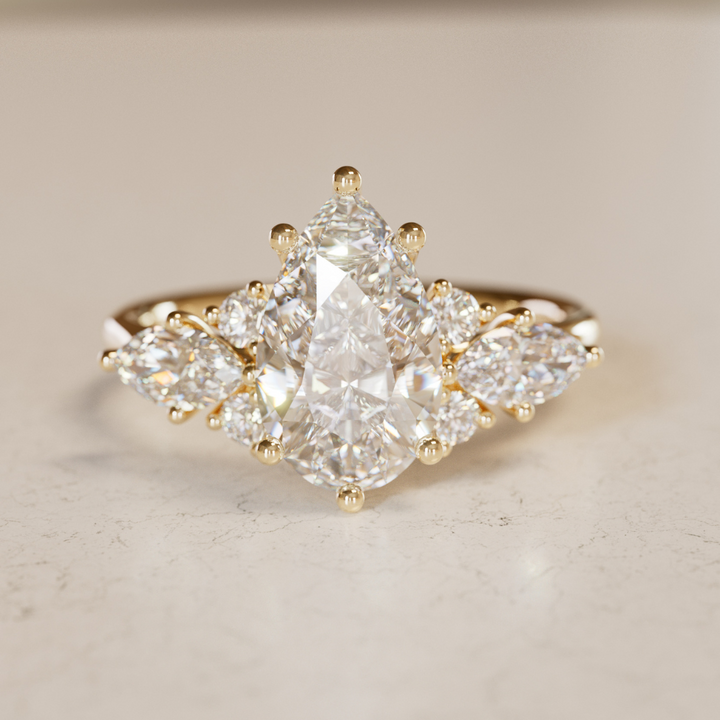 Serena Pear Lab Diamond Unique Vintage Engagement Ring By Valley Rose
