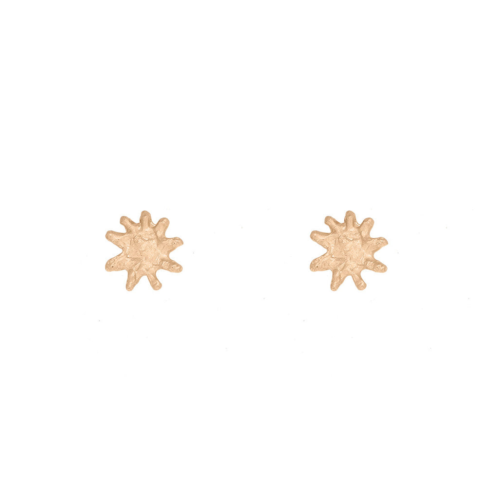Sun Shape 14k Gold Stud Earrings Single By Valley Rose Ethical Jewelry