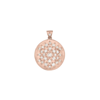 Pave Diamond Full Moon Coin Charm Gold Pendant Lab Diamond By Valley Rose Ethical Jewelry