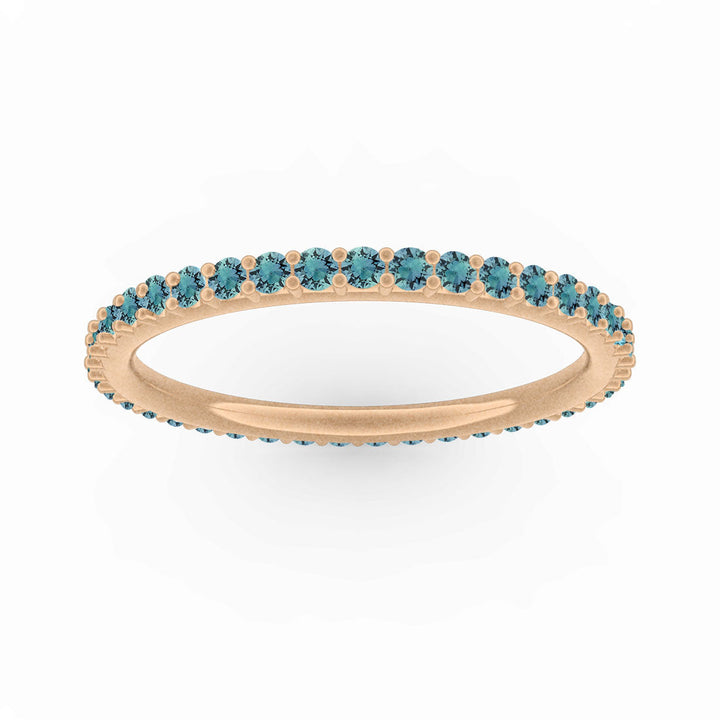 Teal Sapphire Eternity Ring, Gold Wedding Stacking Band By Valley Rose Ethical Jewelry