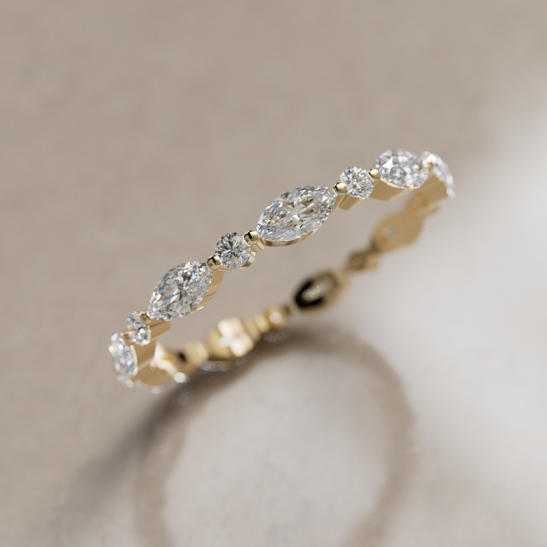 Unique Marquise Diamond Wedding Ring Eternity Style By Valley Rose