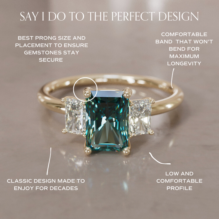 Valeria Radiant Teal Sapphire Unique Art Deco Engagement Ring By Valley Rose