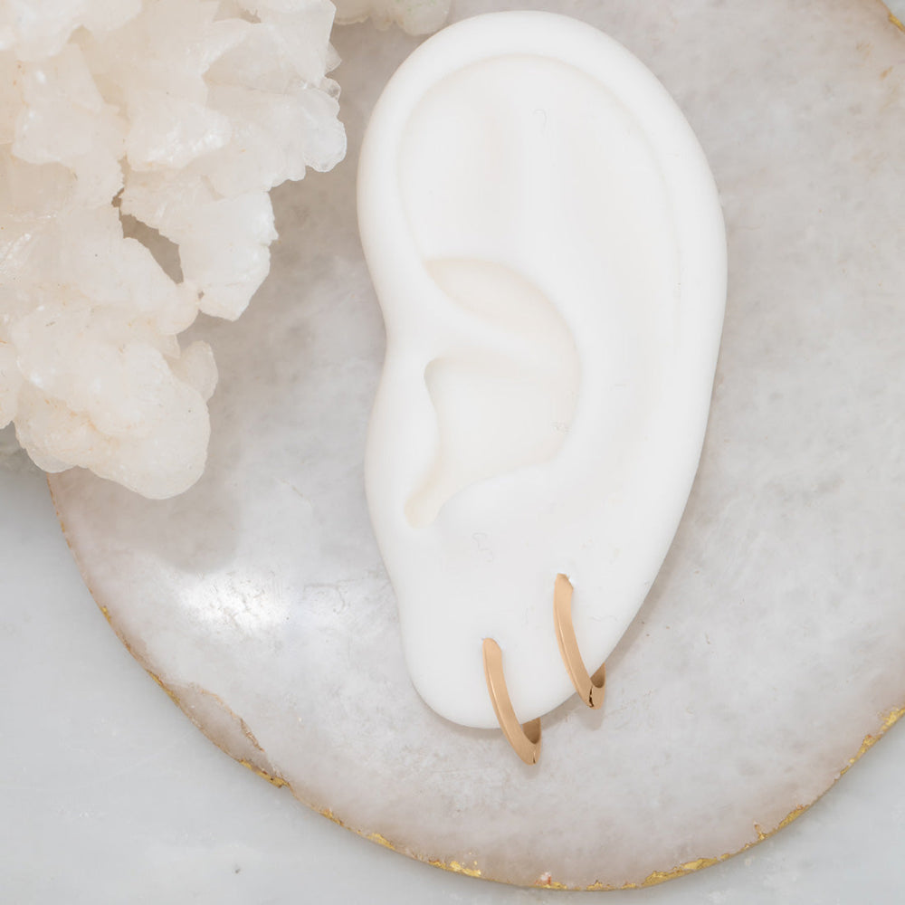 Knife Edge Solid Gold Clicker Hoop Earrings By Valley Rose Ethical Jewelry