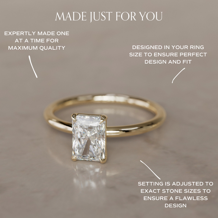 Vera Modern Minimal Radiant Cut Lab Created Diamond Engagement Ring Solitaire By Valley Rose