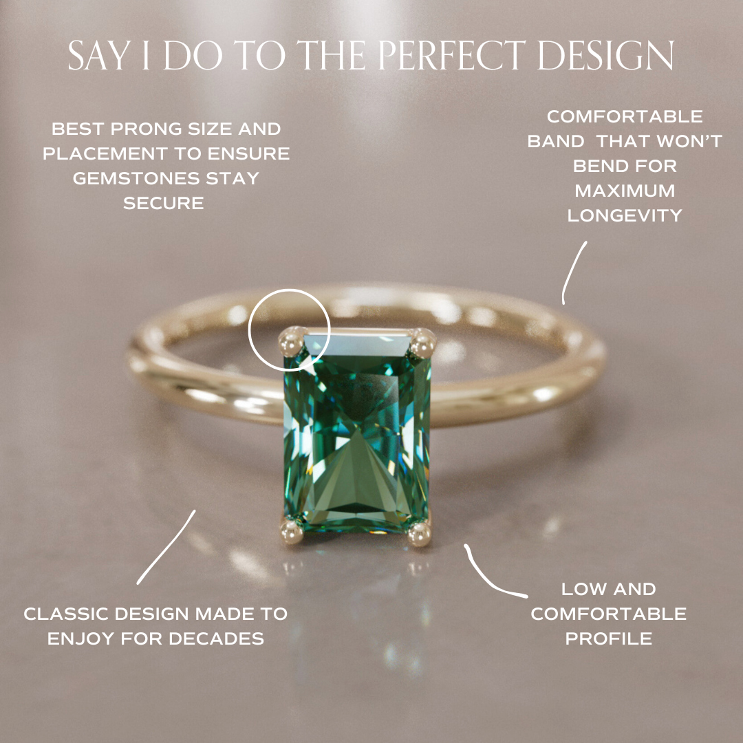 Vera Radiant Cut Green Sapphire Modern Unique Engagement Ring Solitaire By Valley Rose