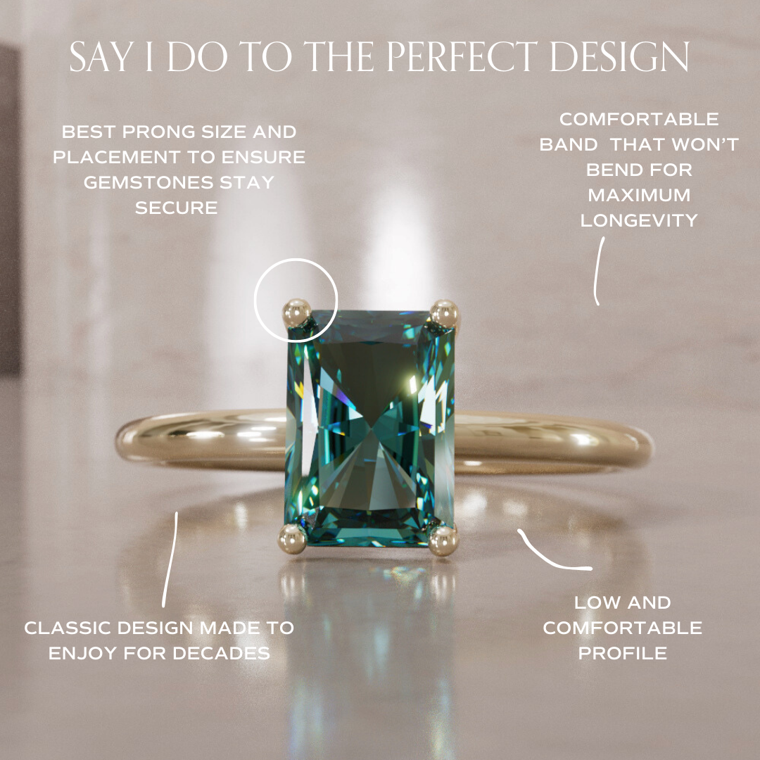Vera Radiant Cut Teal Sapphire Modern Unique Engagement Ring Solitaire By Valley Rose
