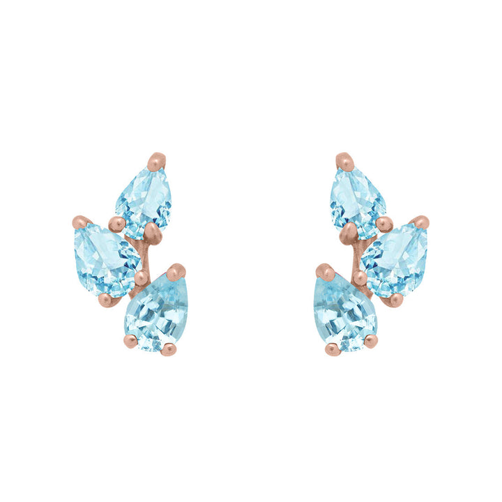 Aquamarine Leaf Nature Gemstone Stud Ear Climber Earrings Sinlge By Valley Rose Ethical Jewelry