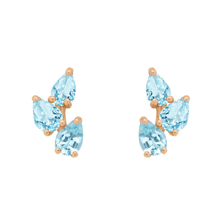 Aquamarine Leaf Nature Gemstone Stud Ear Climber Earrings Sinlge By Valley Rose Ethical Jewelry