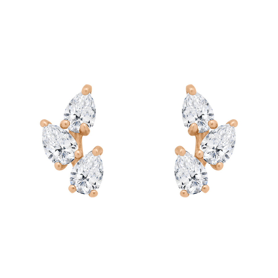 Diamond Leaf Nature Gemstone Stud Ear Climber Earrings Lab Diamond Single By Valley Rose Ethical Jewelry