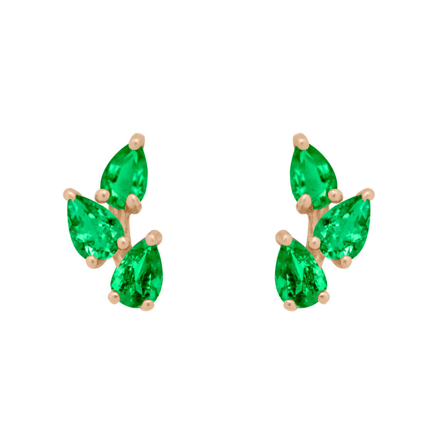 Emerald Leaf Nature Gemstone Stud Ear Climber Earrings Single By Valley Rose Ethical Jewelry