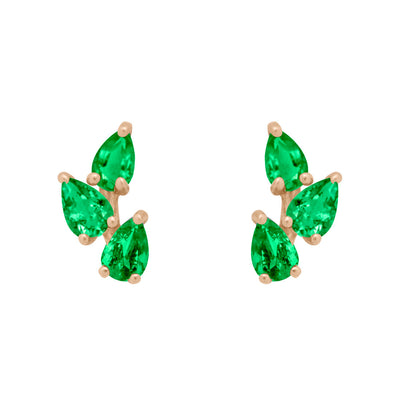 Emerald Leaf Nature Gemstone Stud Ear Climber Earrings Single By Valley Rose Ethical Jewelry