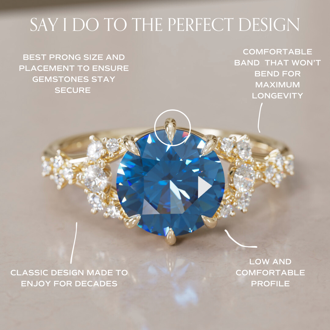 Violette Round Blue Sapphire Fantasy Unique Engagement Ring By Valley Rose