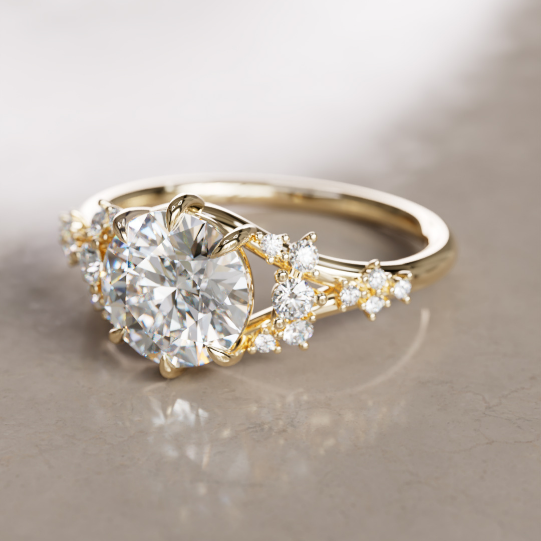Violette Round Lab Diamond Unique Engagement Ring By Valley Rose