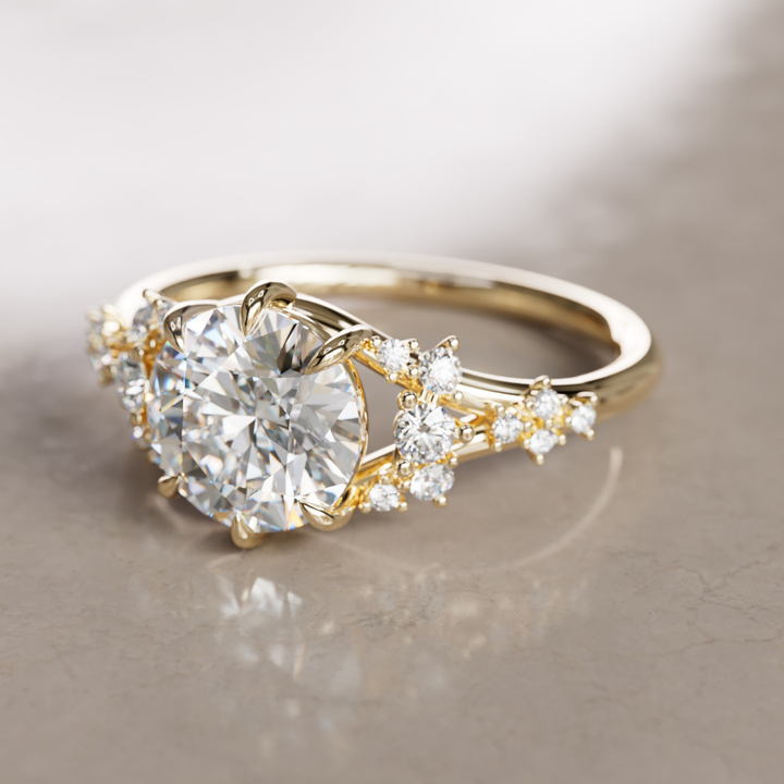Violette Round Lab Diamond Unique Engagement Ring By Valley Rose