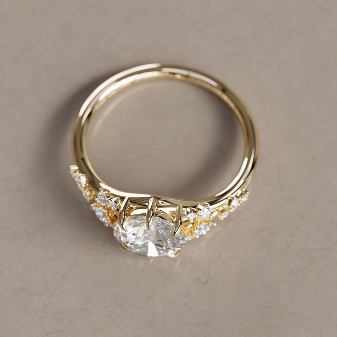 Violette Round Lab Diamond Unique Engagement Ring By Valley Rose