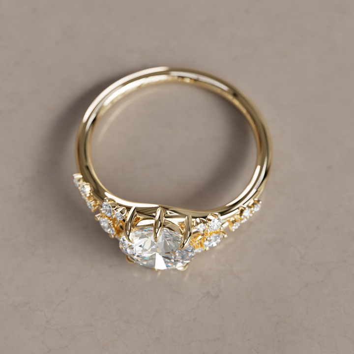 Violette Round Lab Diamond Unique Engagement Ring By Valley Rose