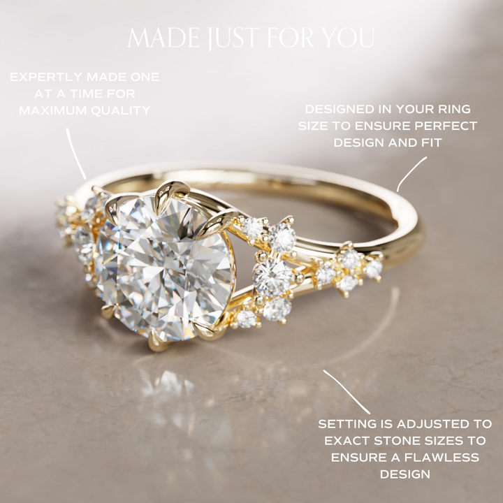 Violette Round Lab Diamond Unique Engagement Ring By Valley Rose
