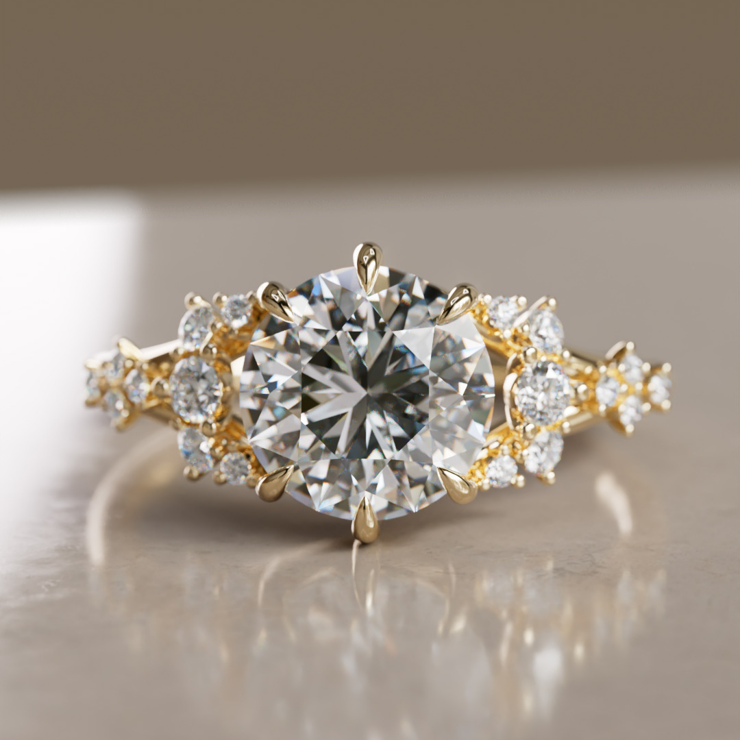 Violette Round Lab Diamond Unique Engagement Ring By Valley Rose