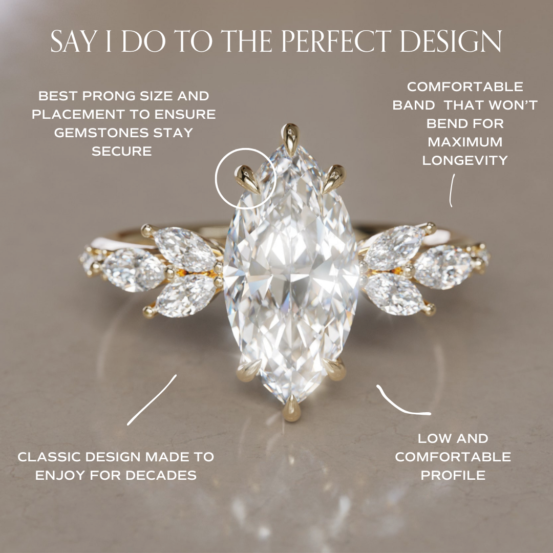 Zinnia Marquise Lab Diamond Engagement Flower Ring Nature Inspired By Valley Rose