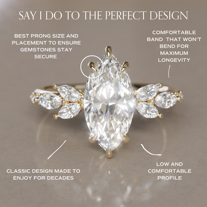 Zinnia Marquise Lab Diamond Engagement Flower Ring Nature Inspired By Valley Rose