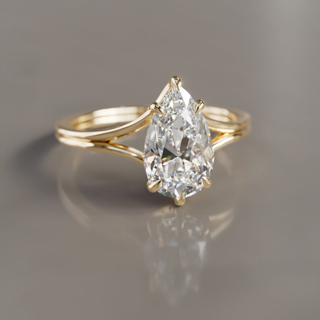 Zoe Pear Diamond Modern Unique Split Shank Engagement Ring By Valley Rose