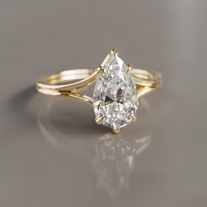 Zoe Pear Diamond Modern Unique Split Shank Engagement Ring By Valley Rose