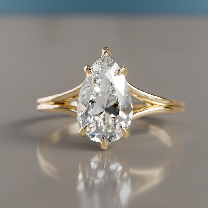 Zoe Pear Diamond Modern Unique Split Shank Engagement Ring By Valley Rose