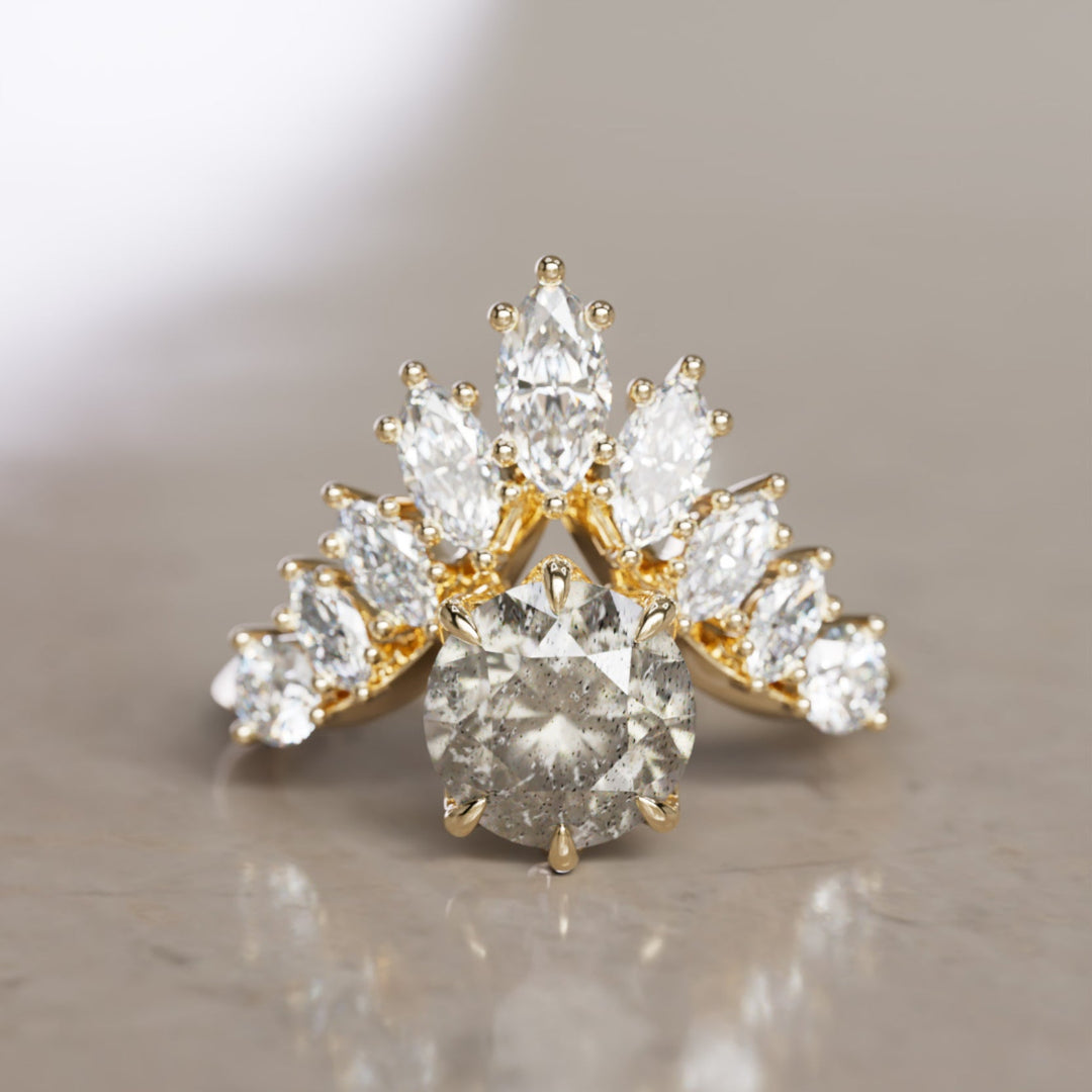 sustainable engagement ring with lab grown diamonds and fairmined gold