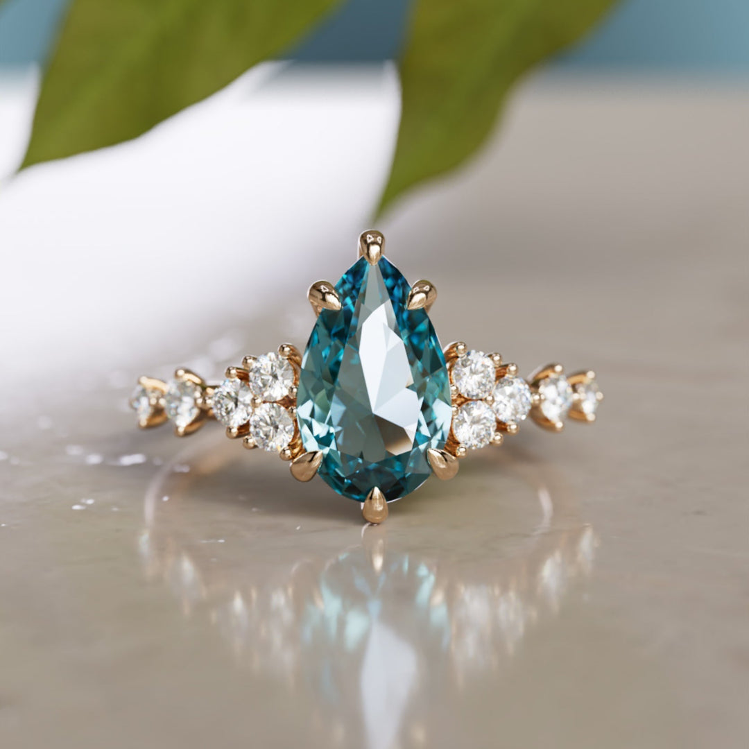 Nature-inspired, sustainable sapphire engagement ring