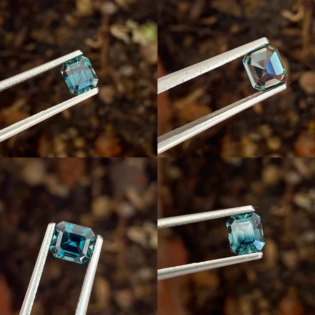 0.80 Ct Radiant Cut Teal Sapphire, 5.3mm x 4.5mm x 3.5mm By Valley Rose