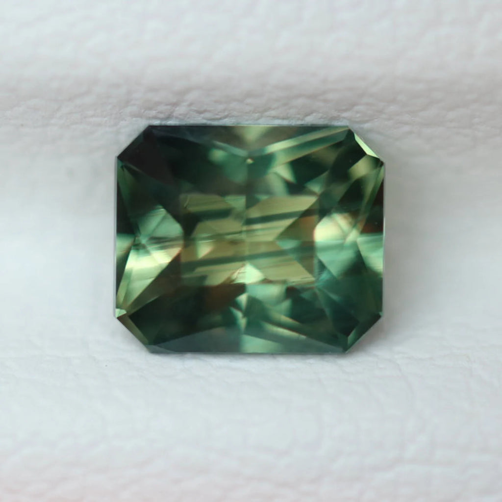 0.92 Ct Radiant Cut Bi-Color Green Yellow Sapphire, 5.8mm x 4.9mm x 3.4mm By Valley Rose