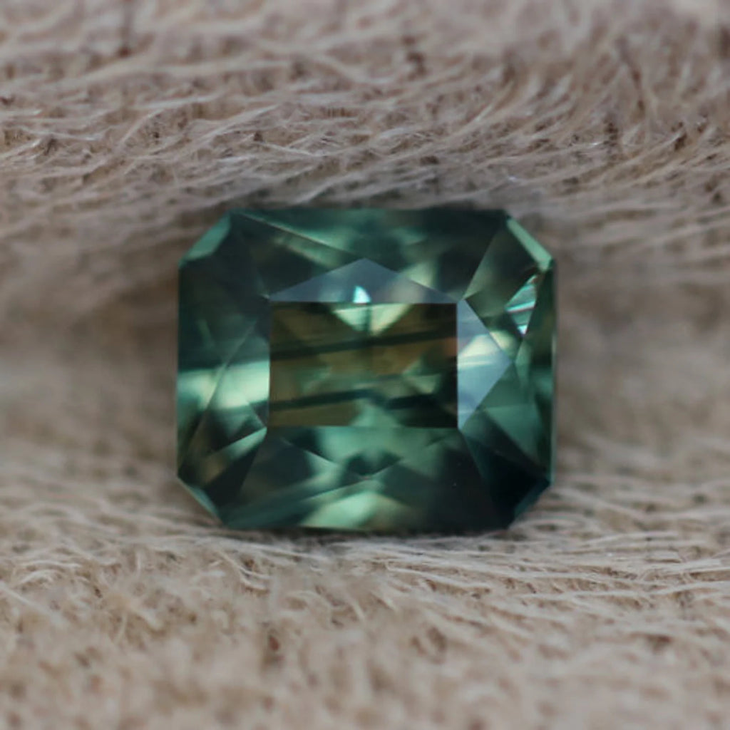 0.92 Ct Radiant Cut Bi-Color Green Yellow Sapphire, 5.8mm x 4.9mm x 3.4mm By Valley Rose