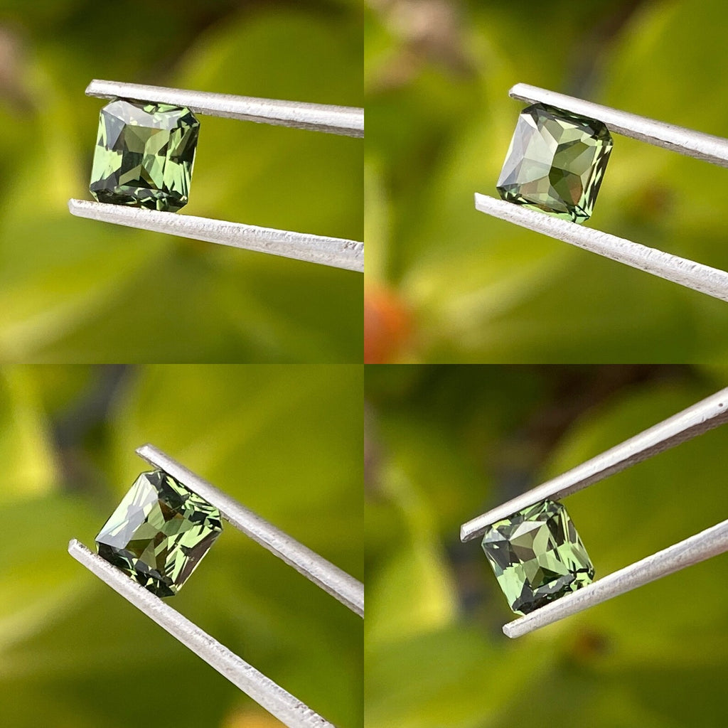 0.98 Ct Radiant Cut Green Sapphire, 5.8mm x 5.3mm x 3.3mm By Valley Rose