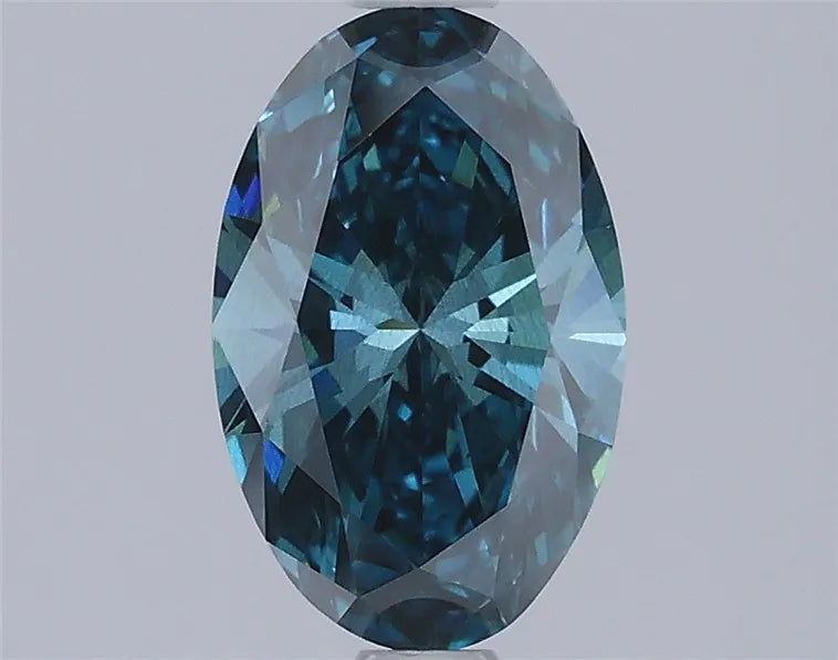 1.08ct Oval Lab Grown Diamond (Colour Fancy Vivid Blue, Clarity SI1, IGI Certified)