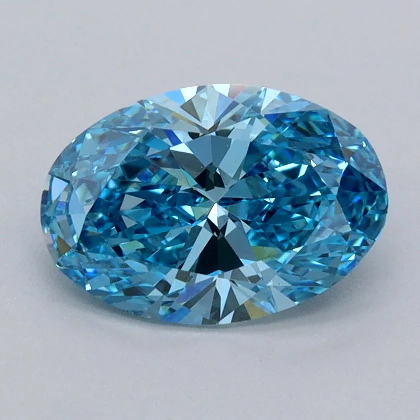 1.50ct Oval Lab Grown Diamond (Colour Fancy Vivid Blue, Clarity VVS2, IGI Certified)