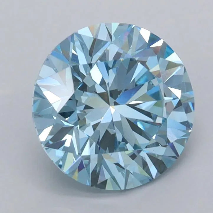 1.76ct Round Lab Grown Diamond (Colour Fancy Vivid Blue, Clarity VVS2, Cut ID, IGI Certified)