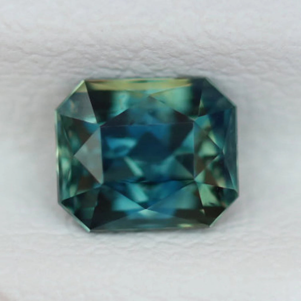 1.02 Ct Radiant Cut Bi-Color Teal Green Sapphire, 5.6mm x 4.7mm x 3.9mm By Valley Rose