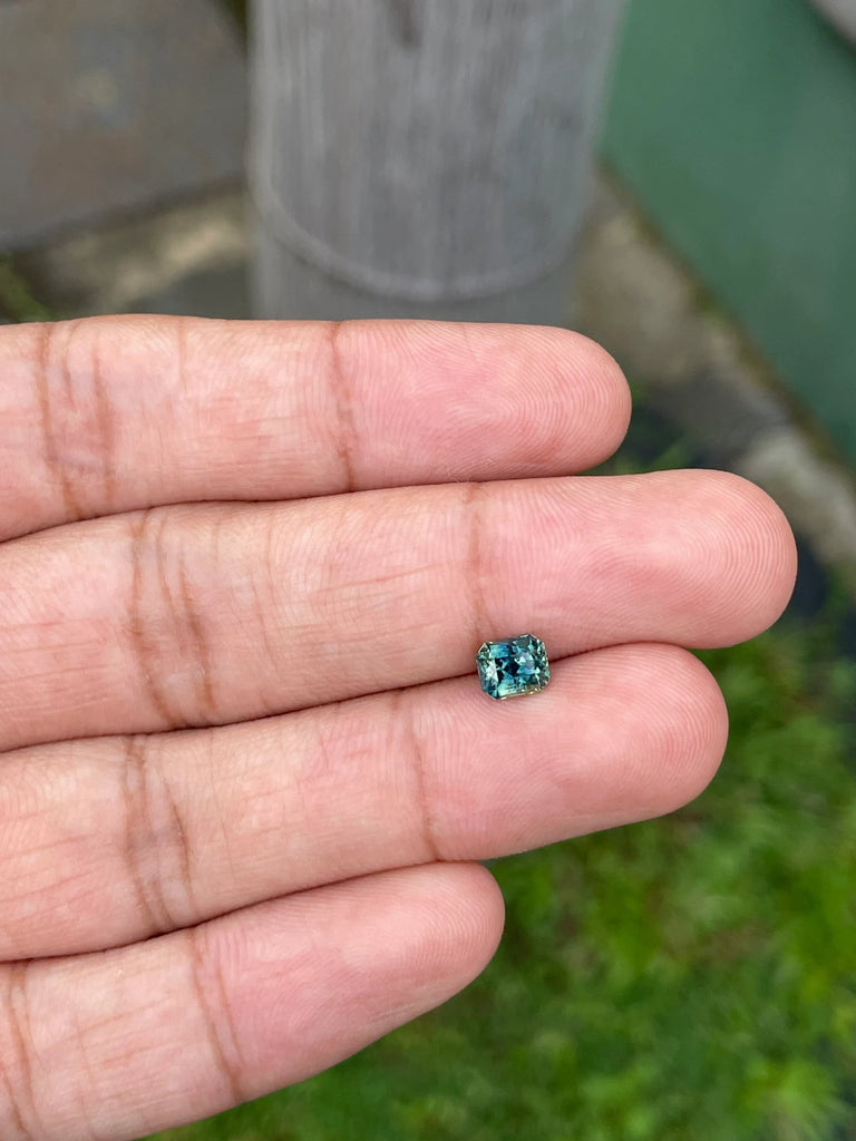 1.02 Ct Radiant Cut Bi-Color Teal Green Sapphire, 5.6mm x 4.7mm x 3.9mm By Valley Rose