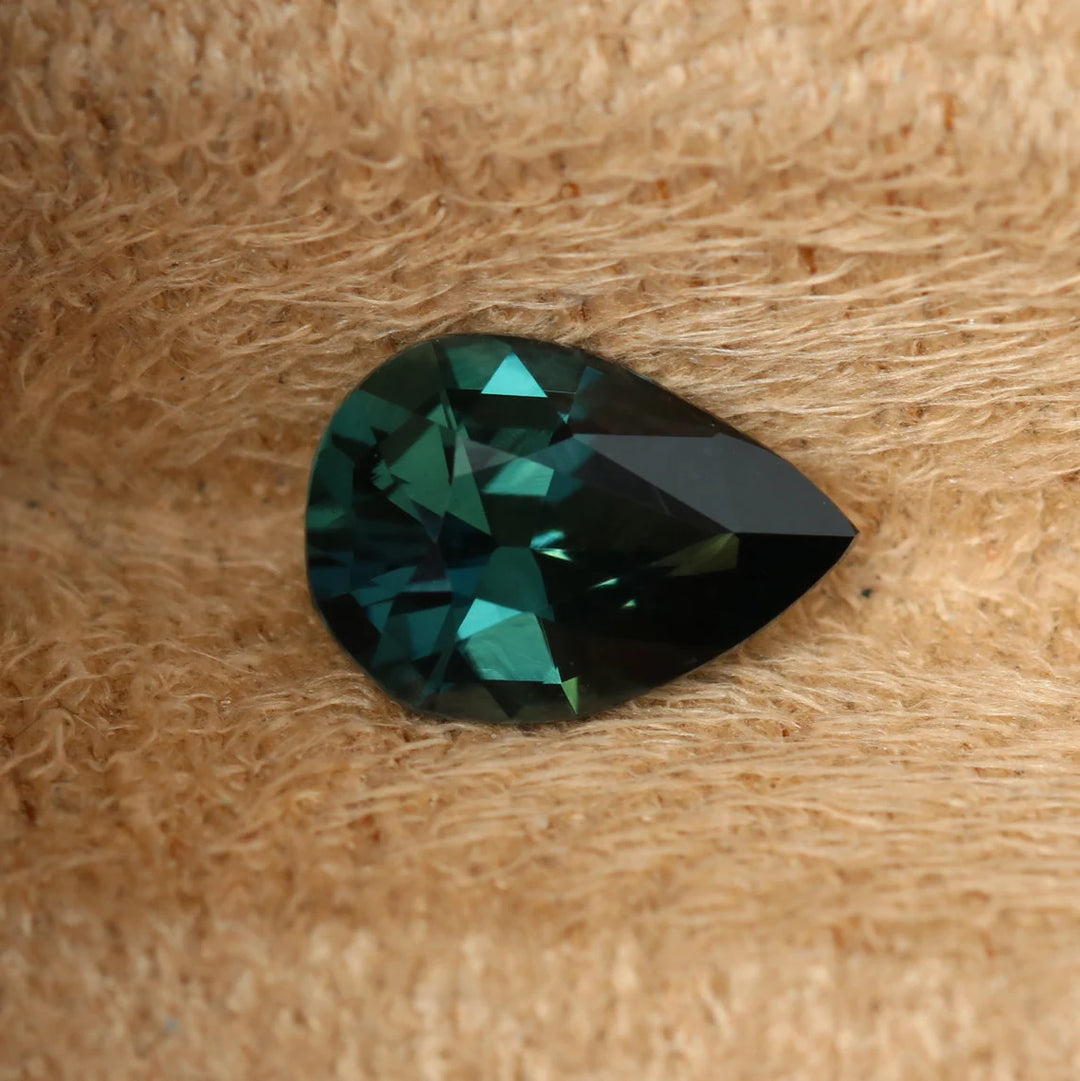 1.06 Ct Pear Cut Teal Sapphire, 7.8mm x 5.5mm x 3.6mm By Valley Rose