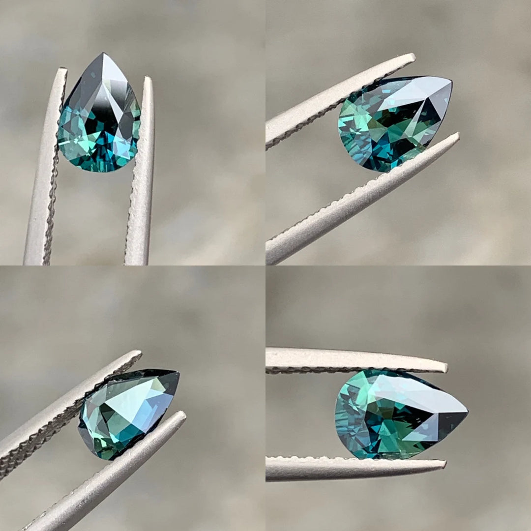 1.06 Ct Pear Cut Teal Sapphire, 7.8mm x 5.5mm x 3.6mm By Valley Rose