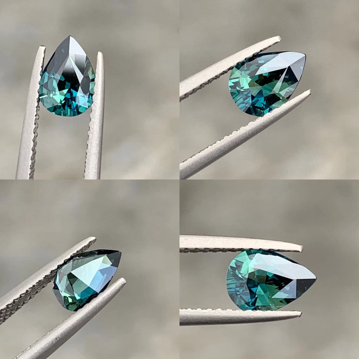 1.06 Ct Pear Cut Teal Sapphire, 7.8mm x 5.5mm x 3.6mm By Valley Rose