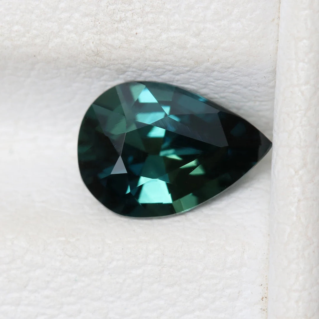 1.06 Ct Pear Cut Teal Sapphire, 7.8mm x 5.5mm x 3.6mm By Valley Rose