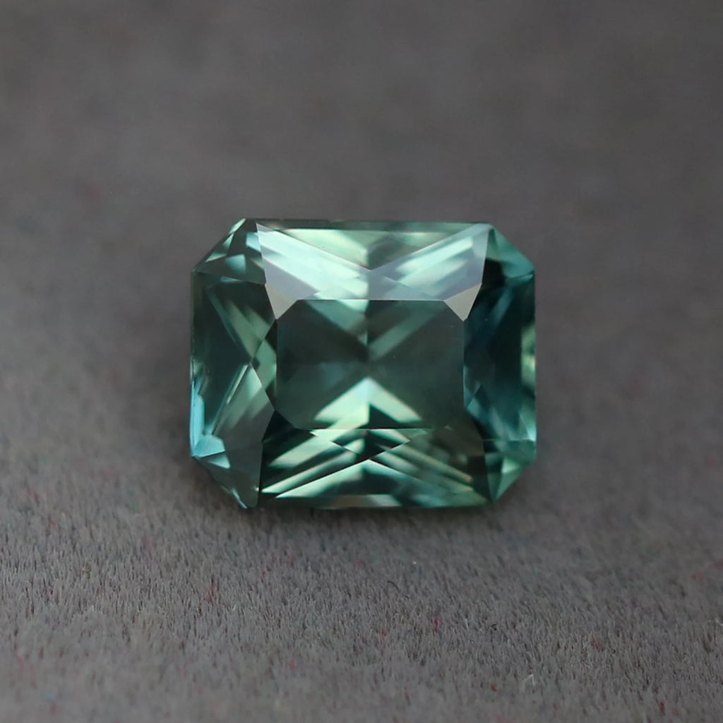 1.08 Ct Radiant Cut Bi-Color Green Teal Sapphire, 6.3mm x 5.3mm x 3.4mm By Valley Rose