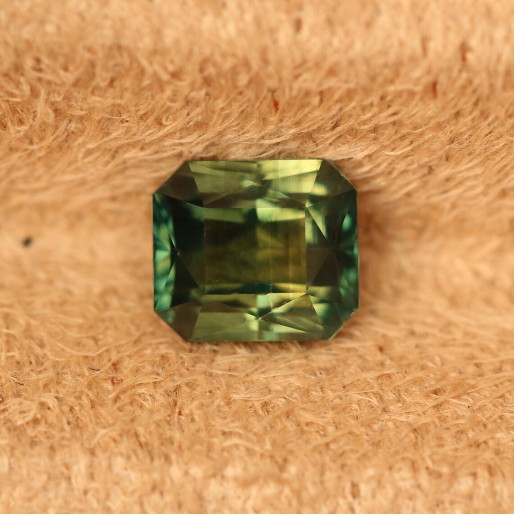 1.16 Ct Radiant Cut Bi-Color Green Yellow Sapphire, 5.8mm x 5.1mm x 3.8mm By Valley Rose